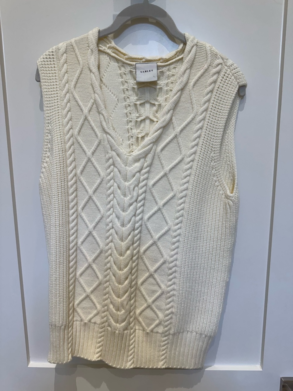 Varley cable knit vest in ivory